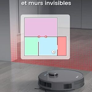 Lefant Robot Aspirateur Laveur 2 en 1 4000Pa,Navigation LiDAR, Cartographie Multi-étage,Zones Virtuelles, Connecté par Alexa/APP/WiFi,Idéal pour Poils d'animaux Tapis Sols Durs,M1 Gris