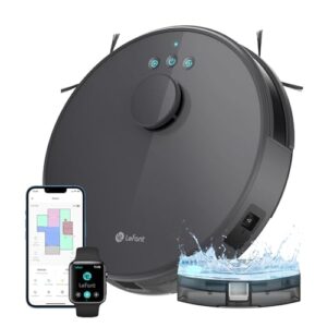 Lefant Robot Aspirateur Laveur 2 en 1 4000Pa,Navigation LiDAR, Cartographie Multi-étage,Zones Virtuelles, Connecté par Alexa/APP/WiFi,Idéal pour Poils d'animaux Tapis Sols Durs M1 Gris