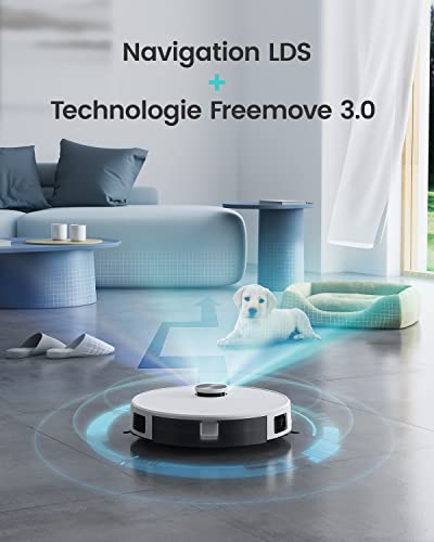 Lefant Robot Aspirateur Laveur 2 en 1 5500Pa, Navigation LiDAR, Cartographie Multi-étage, Zones Virtuelles, Connecté par Alexa/APP/WiFi, Idéal pour Poils d'animaux Tapis Sols Durs, M1 Blanc – Image 3