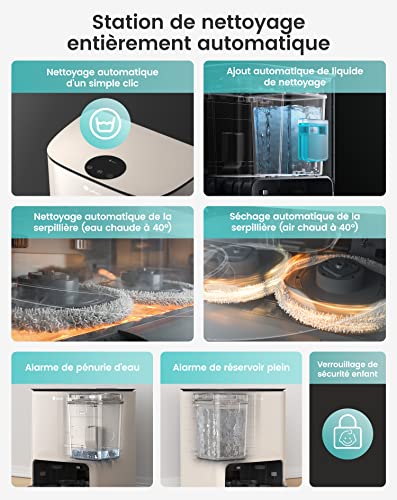 Lefant T1 Robot Laveur de Sol avec Station de Nettoyage Automatique,Vidange Auto-Dépoussiérage/Remplissage/Nettoyage de Serpillière/Séchage,Cartographie de Navigation Laser dToF, Détection de Tapis – Image 3