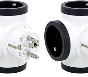 Legrand - Fiche multiprise rotative avec 3 Prises latérales avec Terre - Blanc et Gris foncé