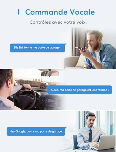 Meross Ouvre-Porte de Garage Connecté WiFi, Télécommande de Porte Intelligent Compatible avec Alexa, Google Assistant et SmartThings, Contrôle à Distance, Commande Vocale et Fonction de Temps – Image 3