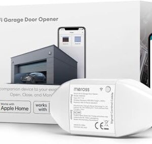 Meross Ouvre-Porte de Garage Connecté WiFi, Télécommande de Porte Intelligent Compatible avec Alexa, Google Assistant et SmartThings, Contrôle à Distance, Commande Vocale et Fonction de Temps