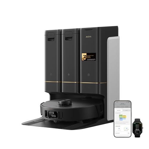 Mova Robot aspirateur Z50 Ultra avec serpillière de Type Chenille autonettoyante à 36 °C, puissante Aspiration de 19 000 Pa et détection Multiple de la saleté en Temps réel, Nero – Image 5