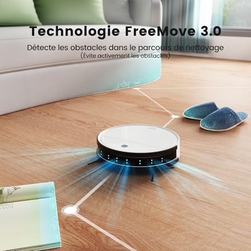 OKP Aspirateur Robot, Mini Automatique Silencieux Robot Aspirateur, Programmable 3 Modes d'aspirations Aspirateur pour Chien Tapis, Connecté avec WiFi/Alexa/App – Image 3