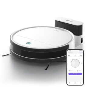 OKP Aspirateur Robot, Mini Automatique Silencieux Robot Aspirateur, Programmable 3 Modes d'aspirations Aspirateur pour Chien Tapis, Connecté avec WiFi/Alexa/App