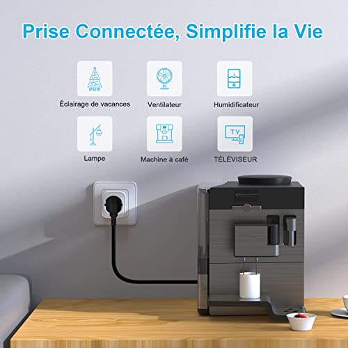 Prise Connectée WiFi (Type F), Prise Intelligente EIGHTREE, Compatible avec Alexa, Google Home, SmartThings, Suivi de la Consommation d'énergie, Contrôle de l'App Smart Life, 16A, Pack de 1 – Image 3