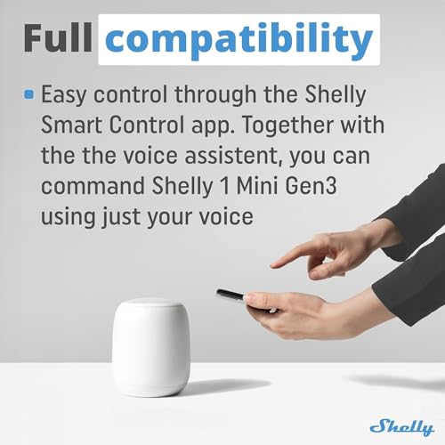 Shelly 1 Mini Gen 3 | Lot de 4 | Relais Smart Switch WiFi & Bluetooth 1 canal 8 A | Domotique | Compatible avec Alexa et Google Home | Application iOS Android | Pas de hub nécessaire | Contacts secs – Image 4