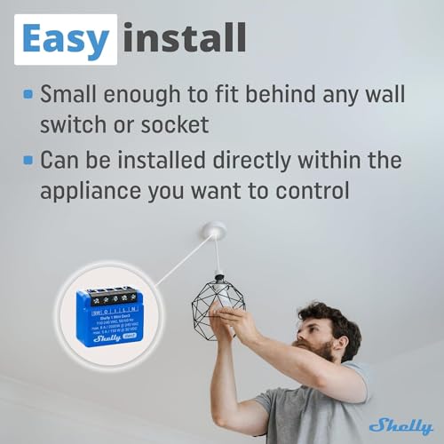 Shelly 1 Mini Gen 3 | Lot de 4 | Relais Smart Switch WiFi & Bluetooth 1 canal 8 A | Domotique | Compatible avec Alexa et Google Home | Application iOS Android | Pas de hub nécessaire | Contacts secs – Image 5