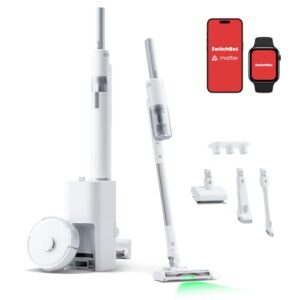 SwitchBot Aspirateur Robot K10+ Pro Combo avec Station de vidange Automatique Double pour 70 Jours de Nettoyage, Aspirateur sans Fil avec phares LED pour Les Poils d'animaux domestiques