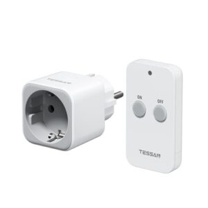 TESSAN Prise Télécommandée Programmable, Portée 30,5 M Prise Telecommande Sans Fil, Intérieures Prise avec Interrupteur, pour Décoration de Noël, Électroménager, Éclairage, 2300 W