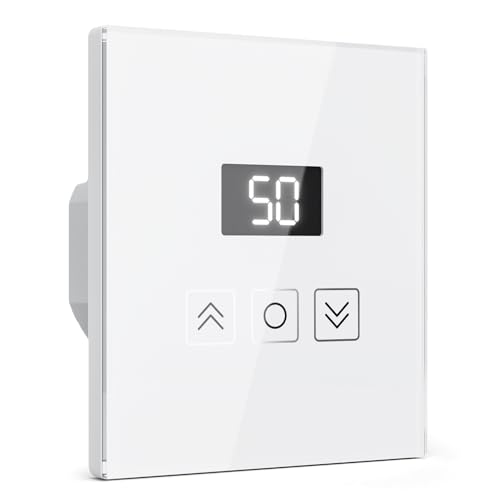 Tallifun Interrupteur Volet Roulant Connecté Équipé un Écran LCD avec Fonction Pourcentage, Interrupteur Mural Commande Vocale Programmation pour Rideaux Compatible Alexa, Google Home