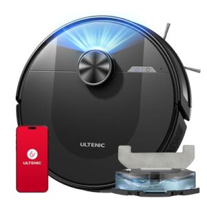 Ultenic Aspirateur Robot, Robot Aspirateur Laveur, 6000Pa&Longue Durée - Robot Aspirateur Connecté Alexa/APP/IFTTT - Ultra Mince Silencieux