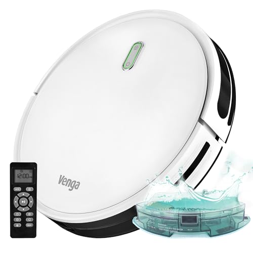 Venga! Robot Aspirateur, Laveur de sol, Facile à Utiliser, 6 Modes de Nettoyage, Silencieux, Blanc, VG RVC 3000