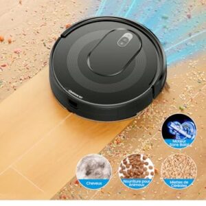 Vexilar Aspirateur Robot W7, Robot Aspirateur Laveur 3 en 1, Robot Aspirateur 4000Pa d'Aspiration,120min d'Autonomie, Connecté par Alexa/APP/IFTTT,Idéal pour Poils d'animaux Tapis Sols Dur