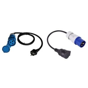 as – Schwabe Câble Adaptateur Camping – 230V / 16A – Prise CEE et Fiche 2PT+T, Clapet de Protection – Câble 3 Pôles Prise UE avec Terre – IP44 – Made in Germany – Noir | 60486