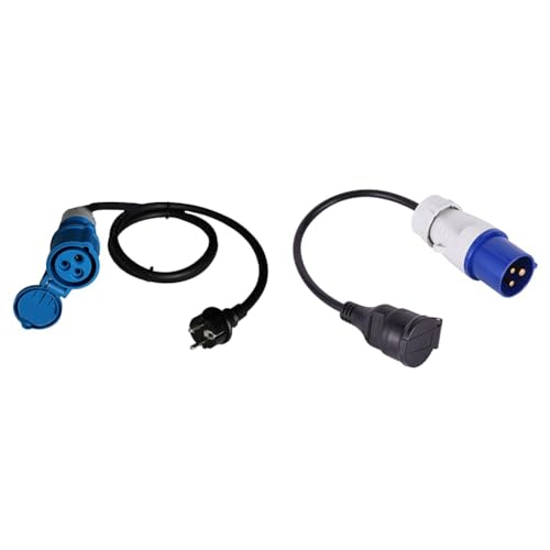 as – Schwabe Câble Adaptateur Camping – 230V / 16A – Prise CEE et Fiche 2PT+T, Clapet de Protection – Câble 3 Pôles Prise UE avec Terre – IP44 – Made in Germany – Noir | 60486