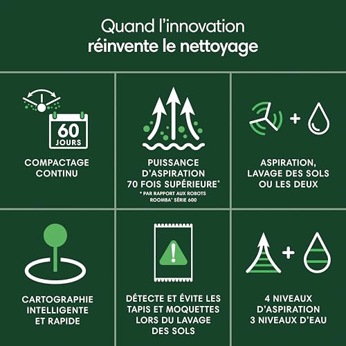 iRobot Roomba 205 DustCompactor Combo Robot - Compacte automatiquement les débris à l’intérieur du robot jusqu'à 60 jours - Clearview LiDAR - 7KPa - Se Recharge et reprend Le Travail -SmartScrub -Noir – Image 4