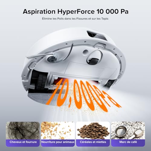 roborock Q10 S5+ Set Aspirateur Robot Laveur avec Station, 10000 Pa Aspiration, Vidage Automatique, Double Anti-emmêlement, Système VibraRise 2.0, Navigation & Cartographie, Évitement d'obstacles, APP – Image 4