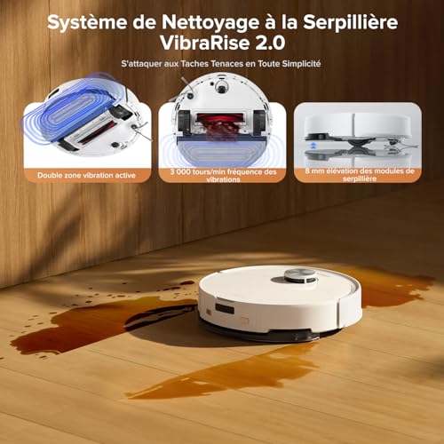 roborock Q10 S5+ Set Aspirateur Robot Laveur avec Station, 10000 Pa Aspiration, Vidage Automatique, Double Anti-emmêlement, Système VibraRise 2.0, Navigation & Cartographie, Évitement d'obstacles, APP – Image 5