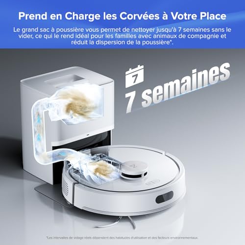 roborock Q7 L5+ Set Aspirateur Robot Laveur avec Station, 8000 Pa Aspiration, Vidange Automatique, 3 Niveaux d'eau, Double Anti-emmêlement, Navigation LiDAR, Idéal pour Poils d'animaux/Tapis, App – Image 3