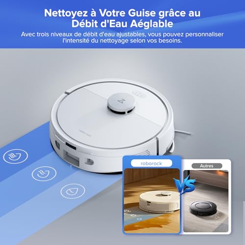 roborock Q7 L5+ Set Aspirateur Robot Laveur avec Station, 8000 Pa Aspiration, Vidange Automatique, 3 Niveaux d'eau, Double Anti-emmêlement, Navigation LiDAR, Idéal pour Poils d'animaux/Tapis, App – Image 5