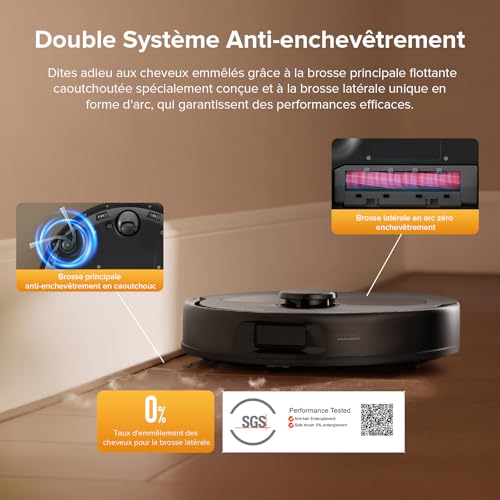 roborock QV 35S Robot Aspirateur Set, 10 000 pa d'Aspiration, Double Système Anti-Enchevêtrement, Deux Balais Relevables 10mm, Technologie RéActive & Navigation PreciSense LiDAR, Station Tout-en-Un – Image 5