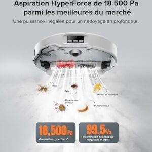 roborock Aspirateur Robot 17,000Pa, Robot Aspirateur Laveur avec Double Système Anti-Enchevétrements