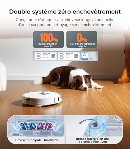 roborock Aspirateur Robot 17,000Pa, Robot Aspirateur Laveur avec Double Système Anti-Enchevétrements – Image 4
