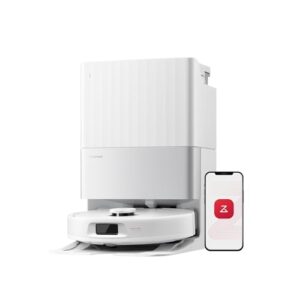 roborock Qrevo S5V Aspirateur Robot Laveur avec Station, 12000 Pa Aspiration, Serpillières FlexiArm, Double Anti-emmêlement, Séchage à l'air Chaud, Évitement d'obstacles et Navigation Intelligente