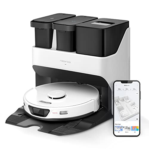 roborock S7 Max Ultra Robot Aspirateur Laveur avec Station 5500Pa, Lavage Séchage et Remplissage Automatique avec Évitement Actif d'obstacles/Commande Vocale/APP -Noir