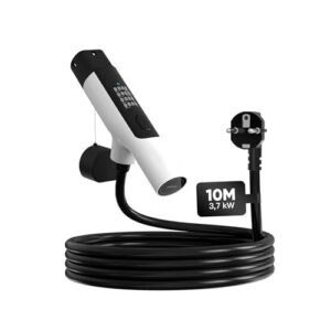 Chargeur Voiture Électrique Type 2 3,68kW 10m [8/10/13/16A]–Fiche Schuko renforcée, Écran LED intégré au pistolet, Compatible avec 5E-Tech, Model Y, ë-C3, Scénic E-Tech, e-208 et autres EV/PHEV